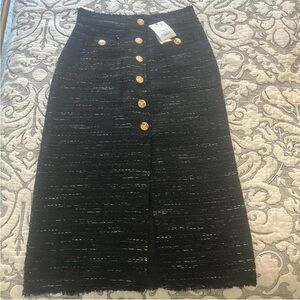 Zara Black and Gold Midi Pencil Skirt